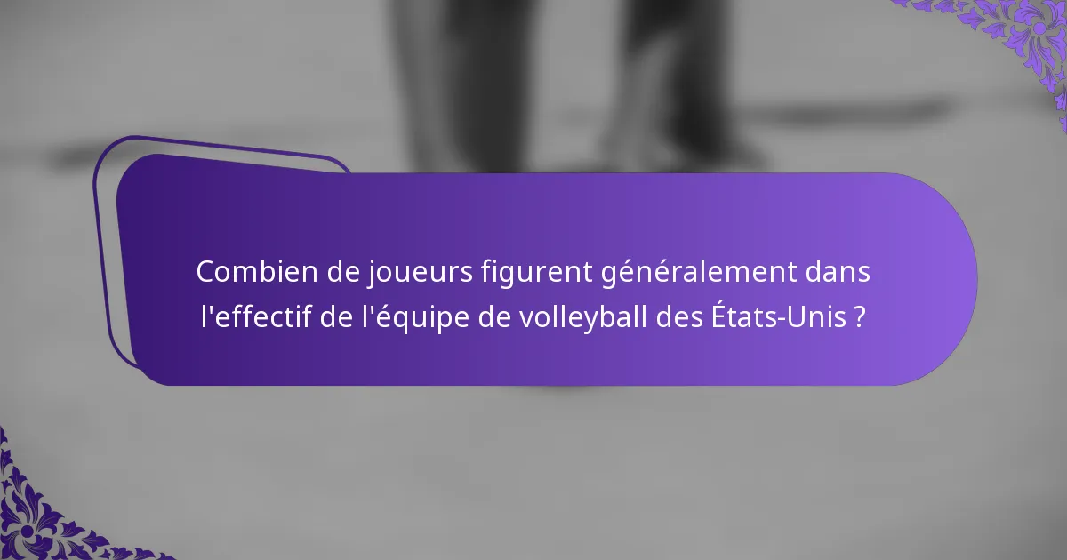 Combien de joueurs figurent généralement dans l'effectif de l'équipe de volleyball des États-Unis ?