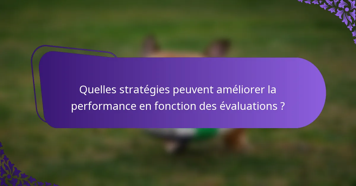 Quelles stratégies peuvent améliorer la performance en fonction des évaluations ?